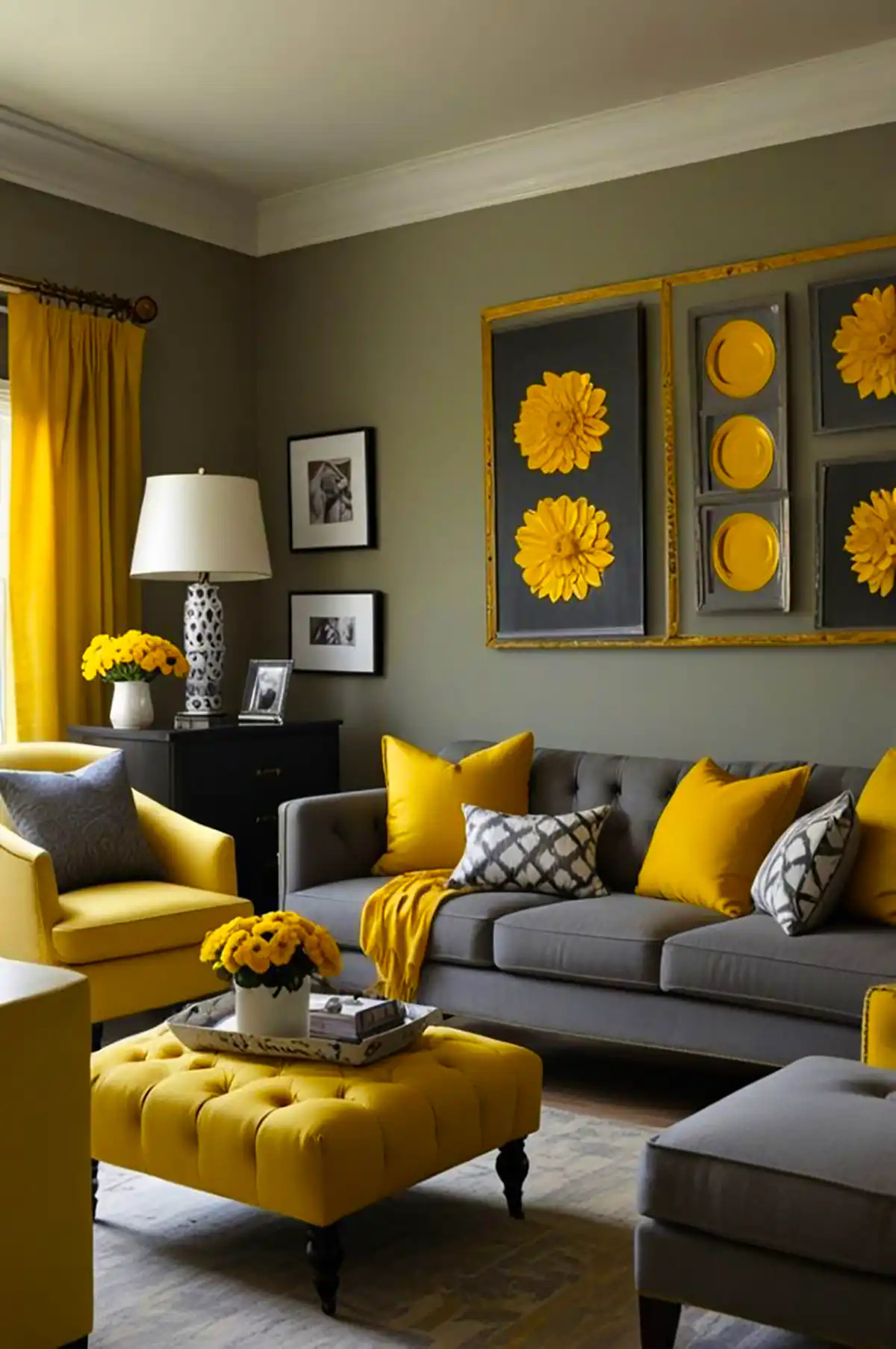 دکور فضای نشیمن با تم زرد