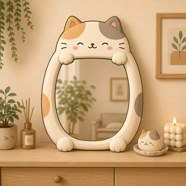 آینه فانتزی دیواری گربه