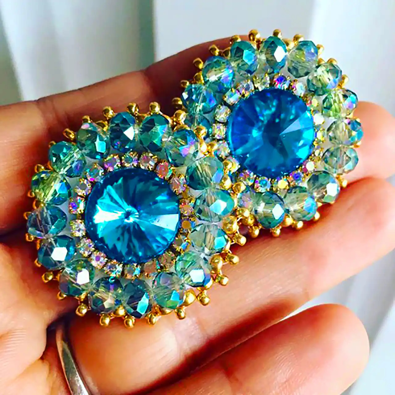 گوشواره جواهردوزی دستساز