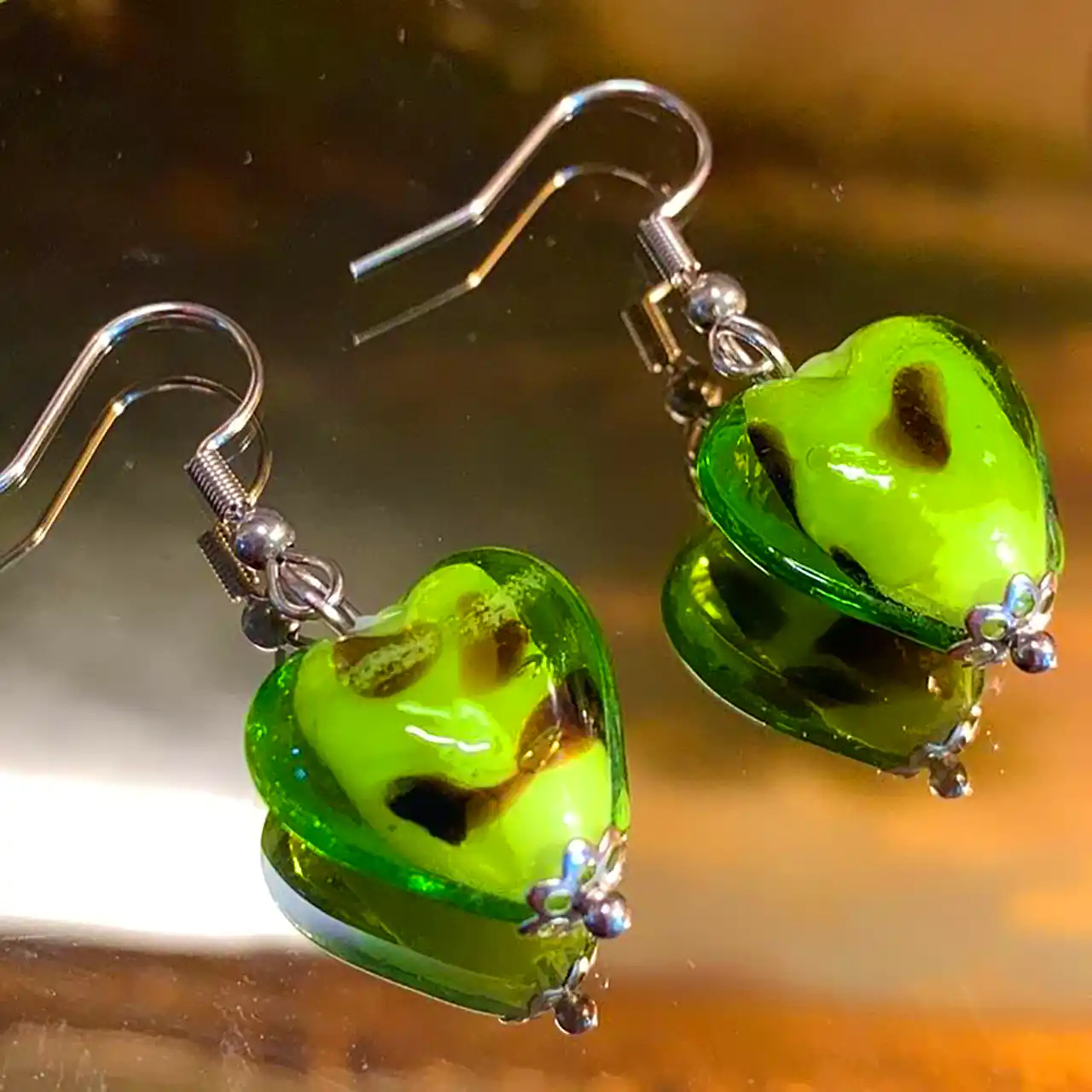 گوشواره قلبی سبز