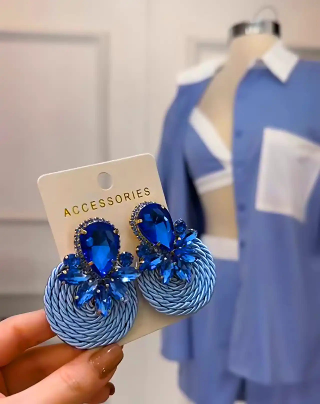 گوشواره جواهردوزی دستساز