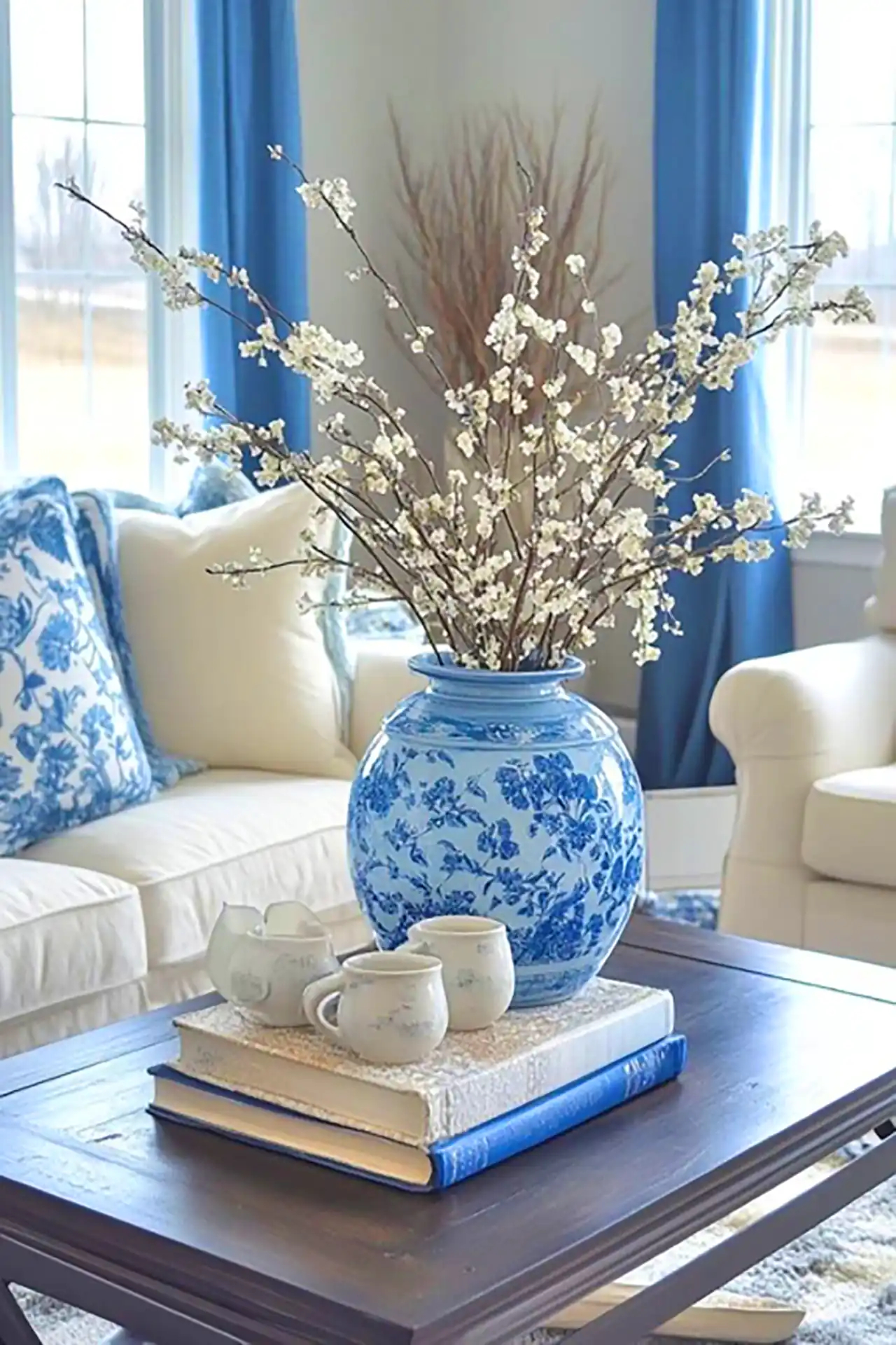 گلدان دکوری با گلهای طبیعی 