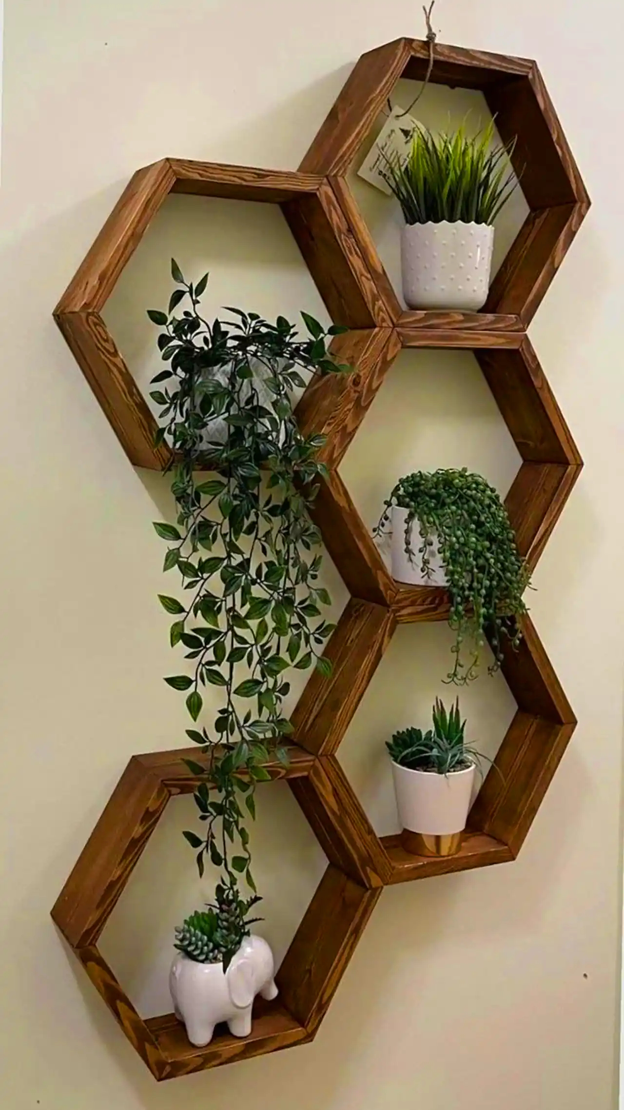 قفسه دیواری چوبی شش ضلعی