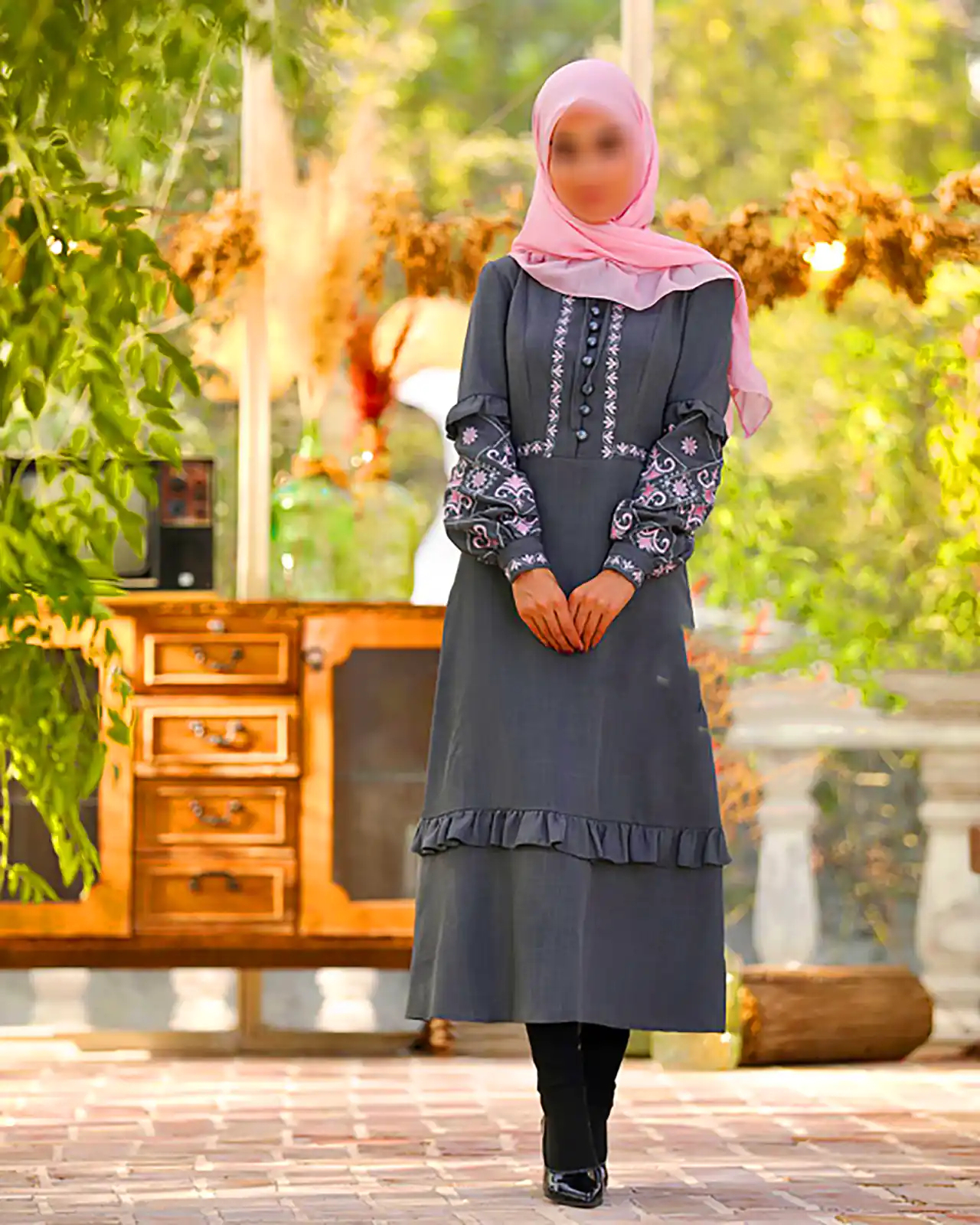 مانتو حجاب با پارچه کرپ