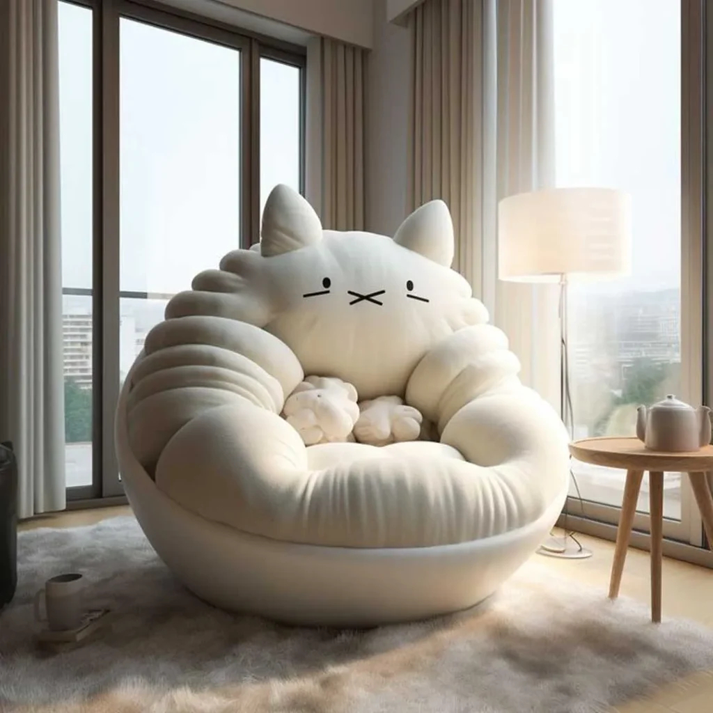 مبل تکی طرح گربه سفید