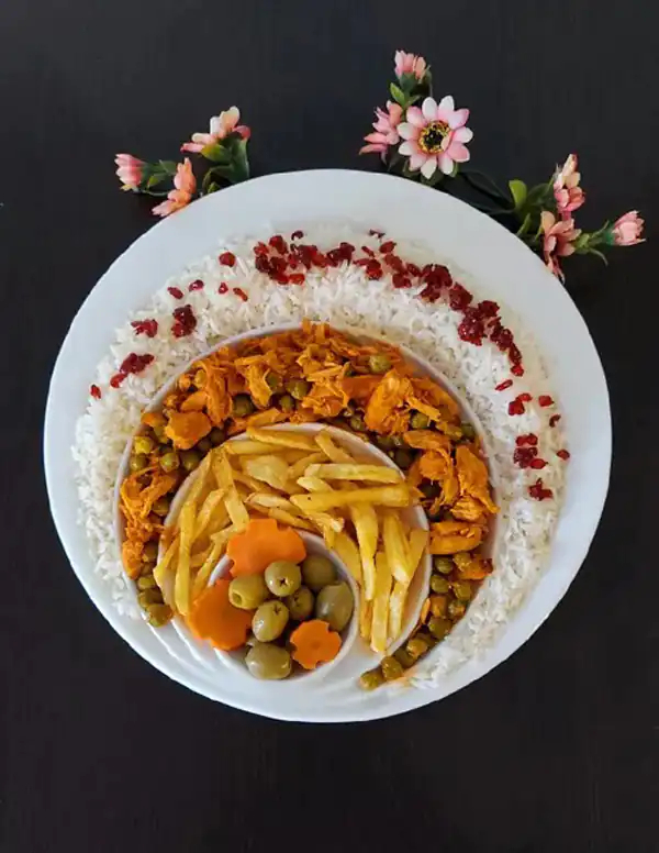 تزیین زرشک پلو با مرغ