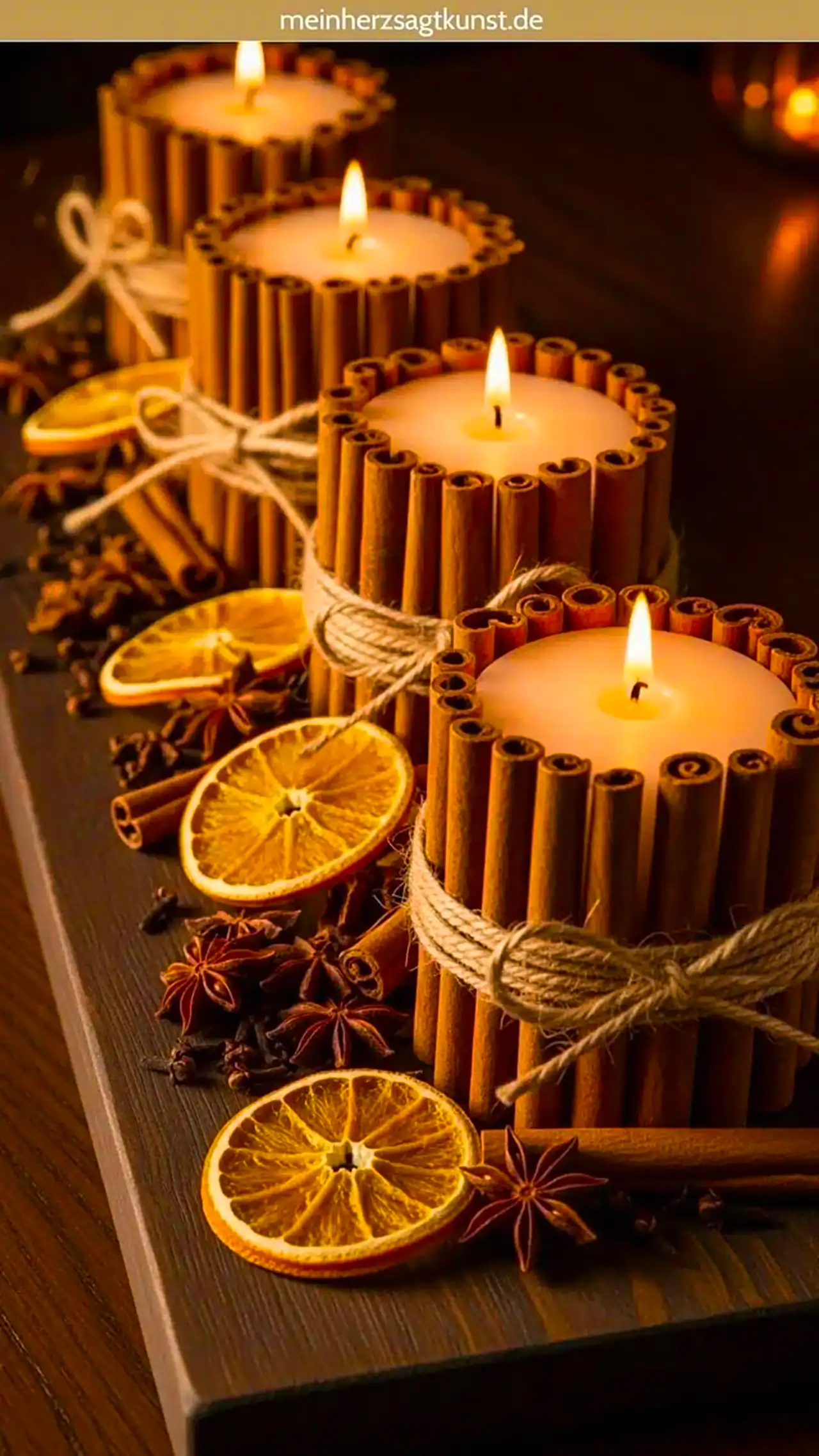 دیزاین شمع با چوب دارچین