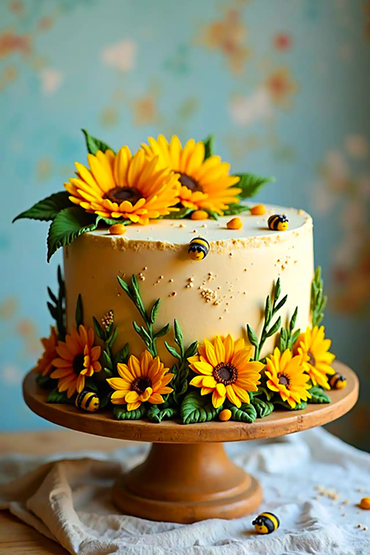 کیک فانتزی طرح گل آفتابگردون