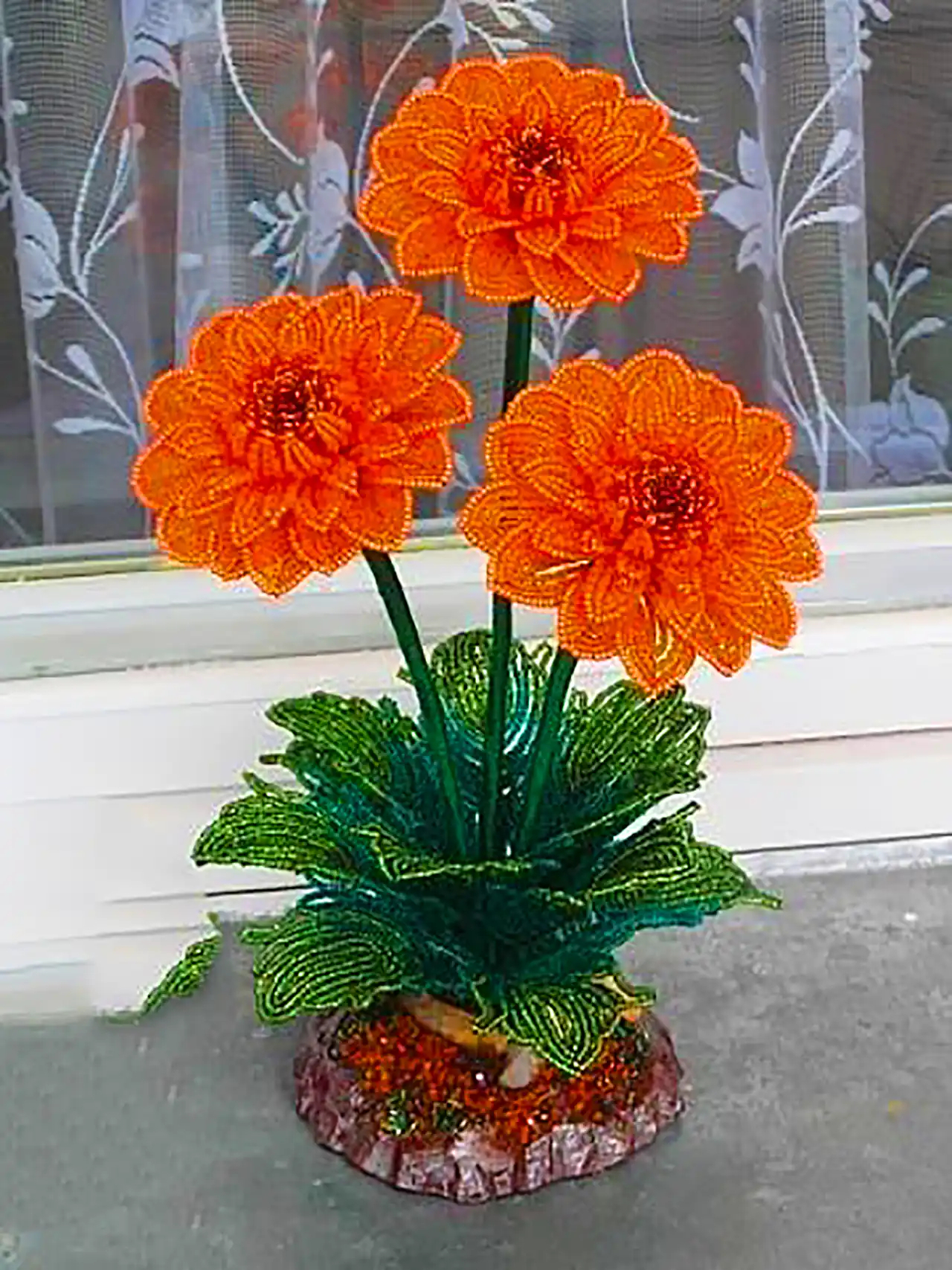 گل بافتنی دکوری رومیزی