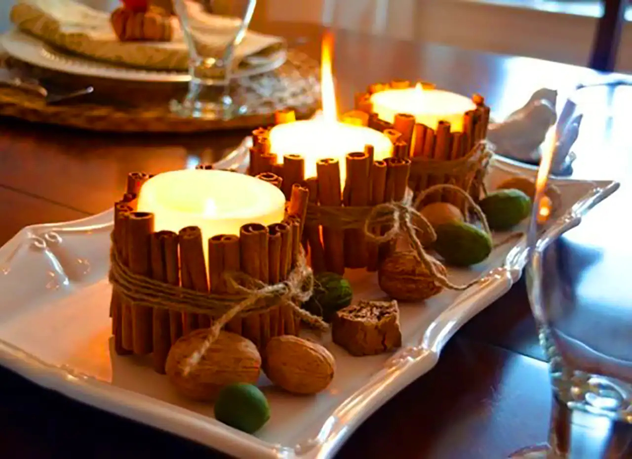 دیزاین شمع با چوب دارچین