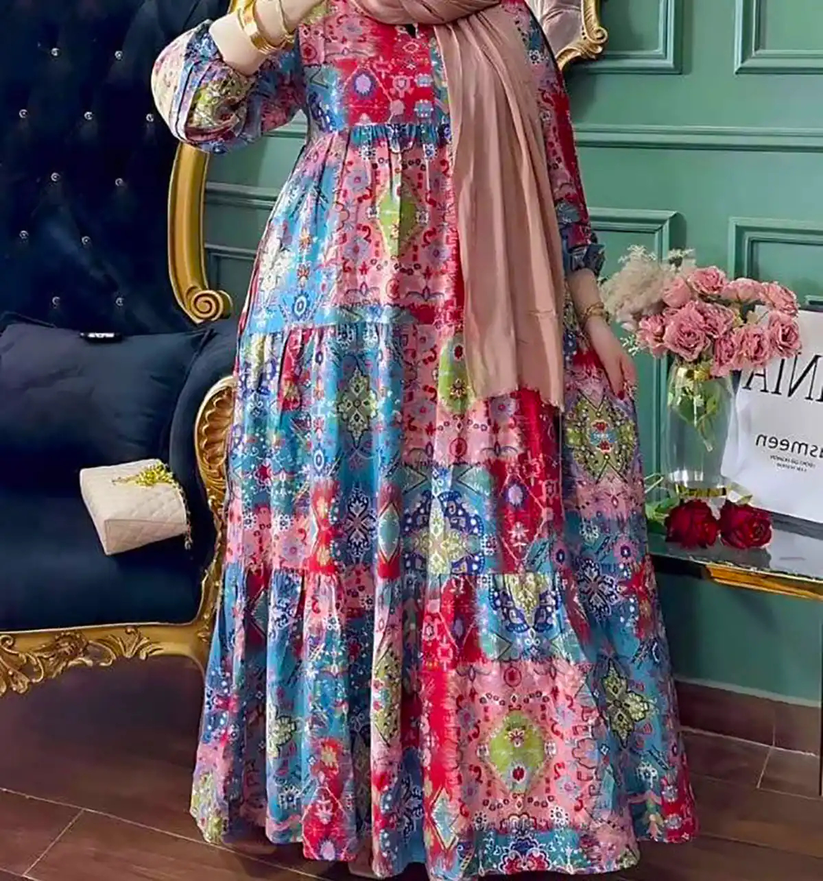 پیراهن بلند آبرنگی زنانه