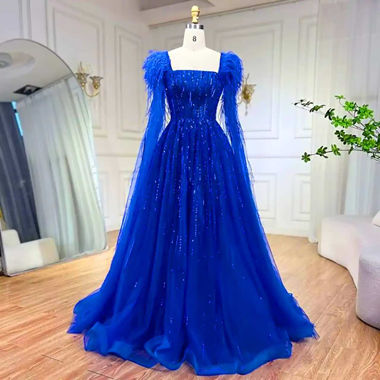 پیراهن حنابندون آبی کاربنی 