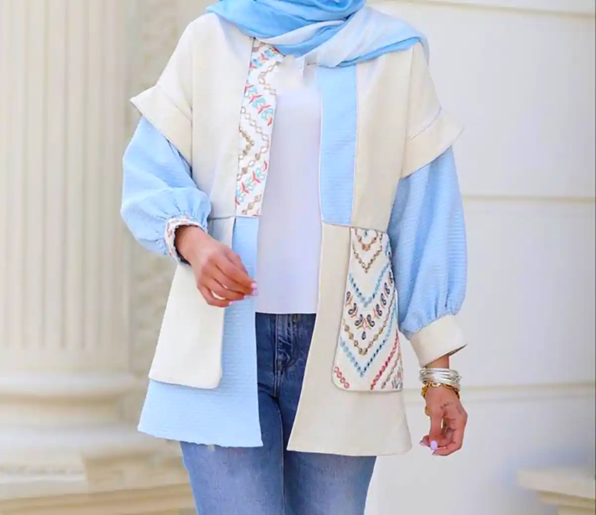 مدل مانتو آبی پاستیلی