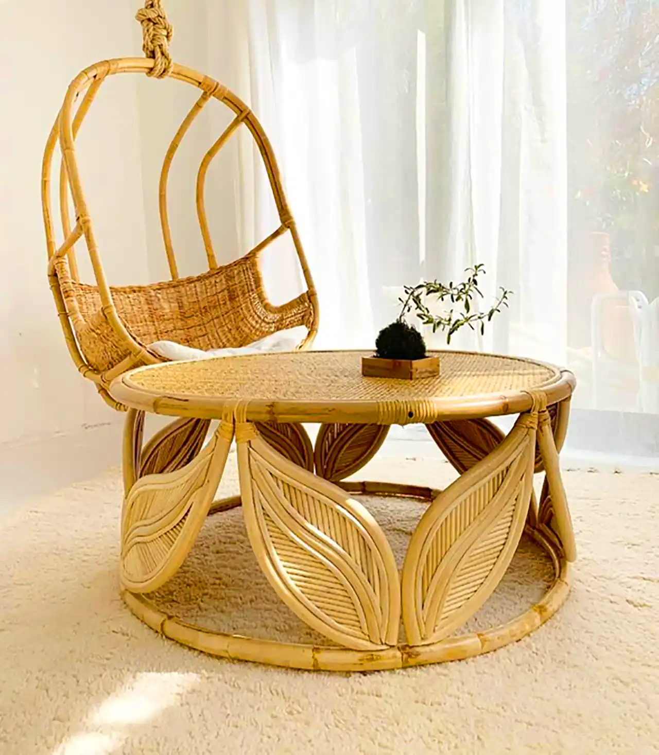 میز عسلی بامبو طبیعی