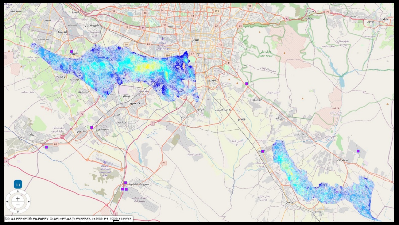 نقشه فرونشست تهران