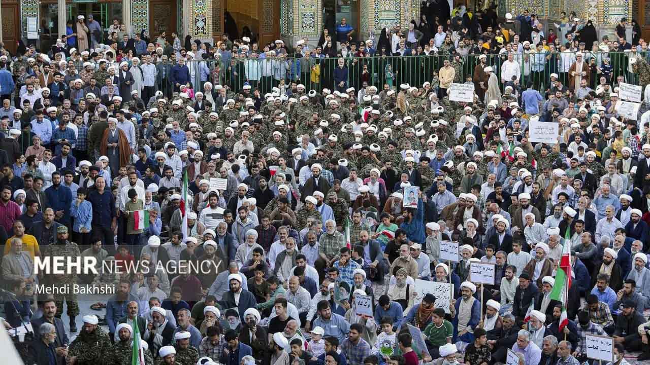 تجمع طلاب و روحانیون در قم در حمایت از برخوردهای انتظامی در مقولۀ حجاب طرح نور