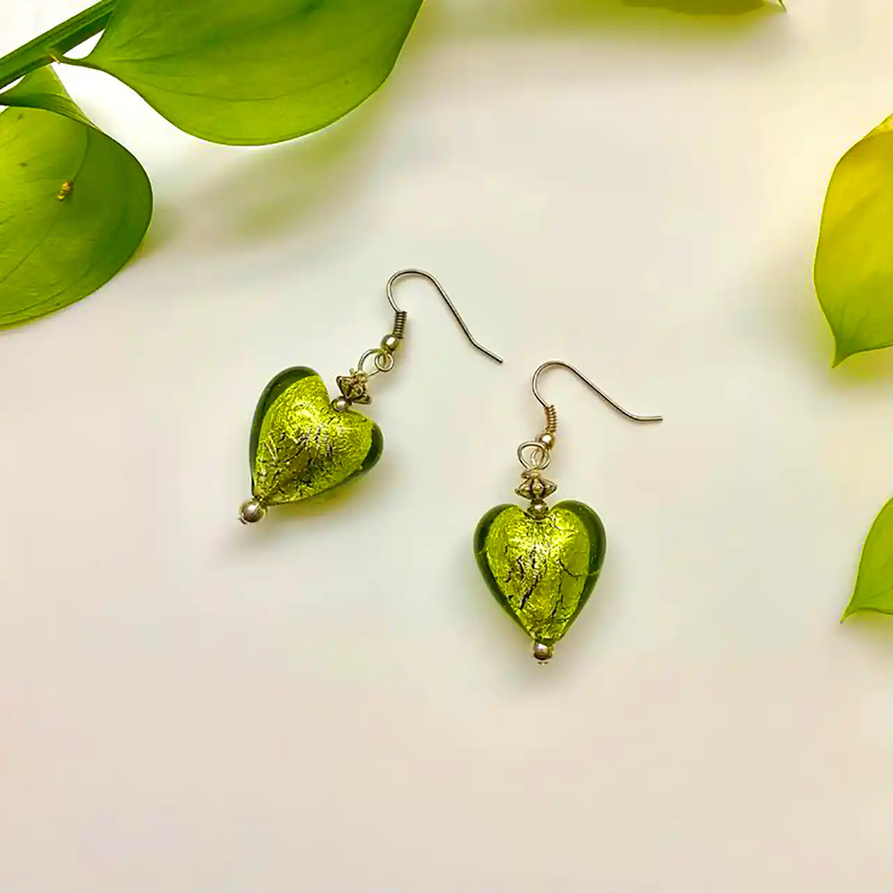 گوشواره قلبی سبز