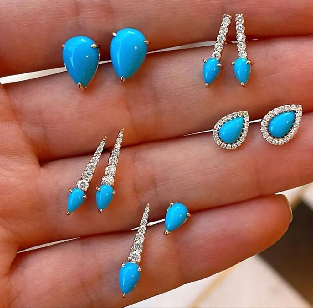 مدل گوشواره فیروزه طلا