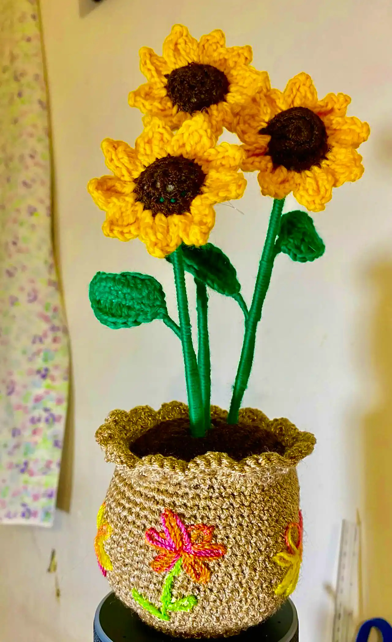 گل بافتنی دکوری رومیزی