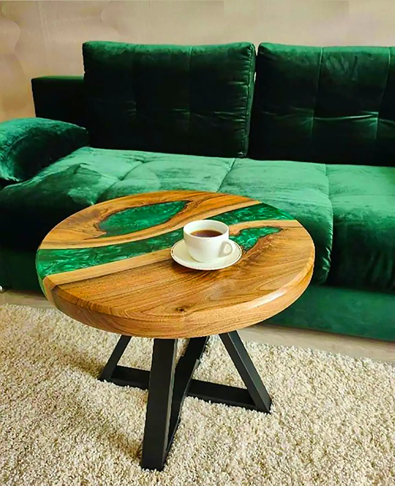 میز عسلی گرد رزینی