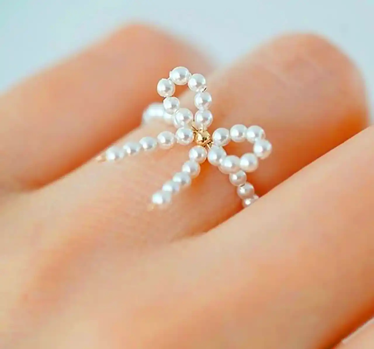 انگشتر دخترانه با دانه مروارید