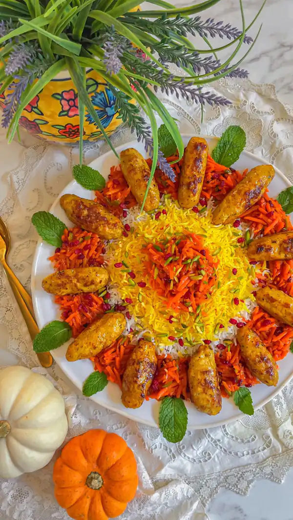 تزیین روی هویج پلو