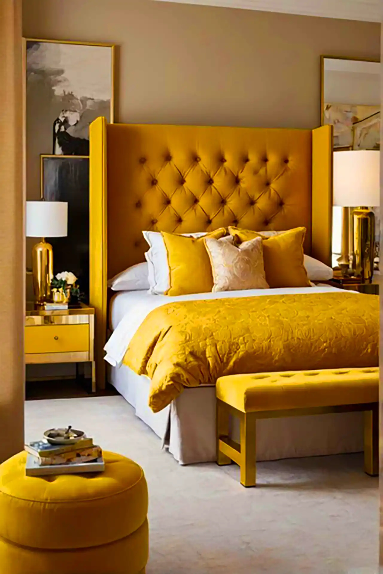 چیدمان اتاق با تم زرد