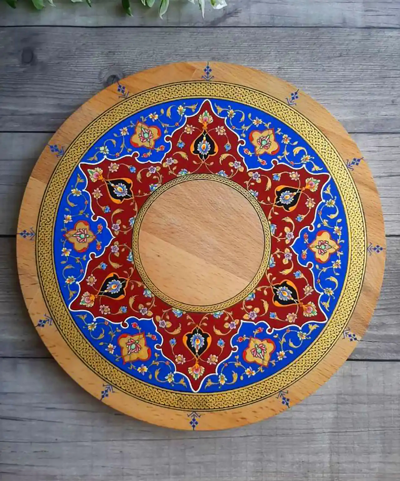 سینی چوبی با طرح اسلیمی 