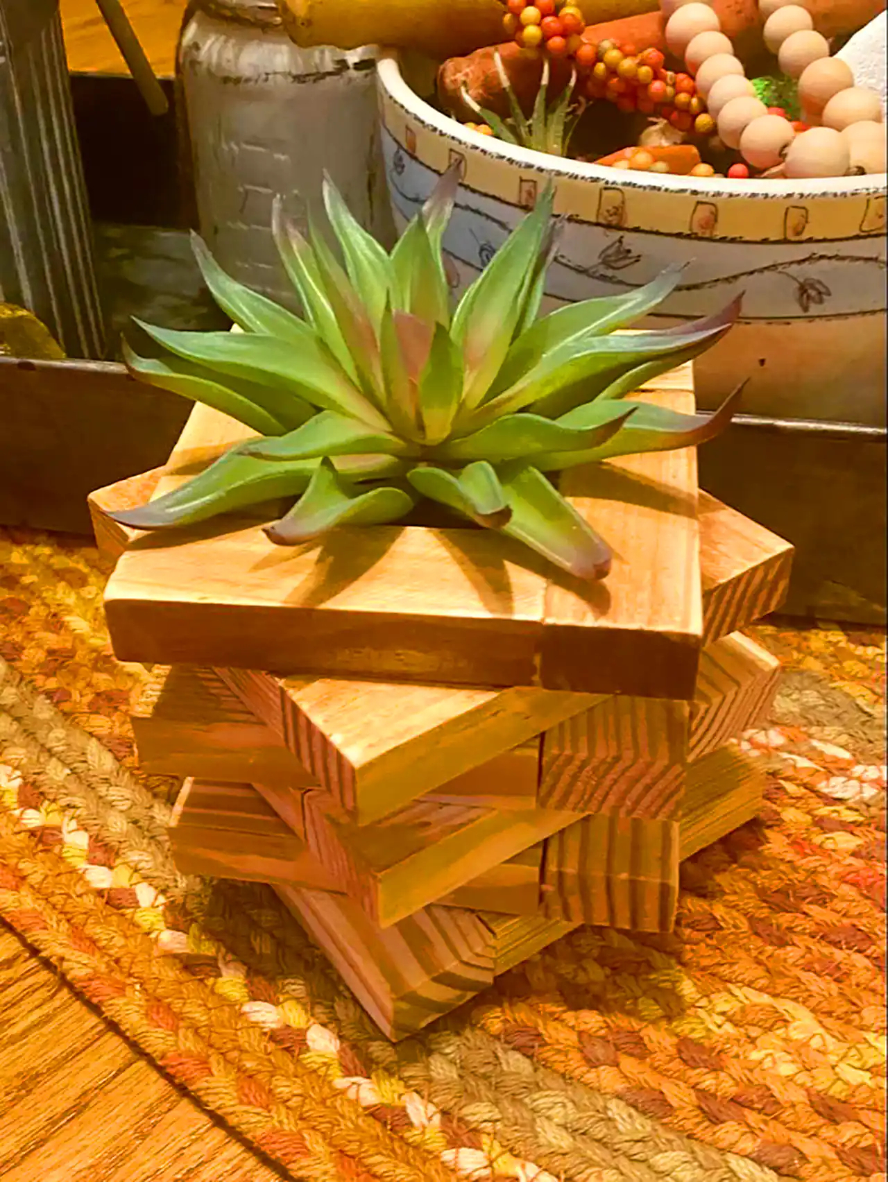 گلدان چوبی دکوری رومیزی