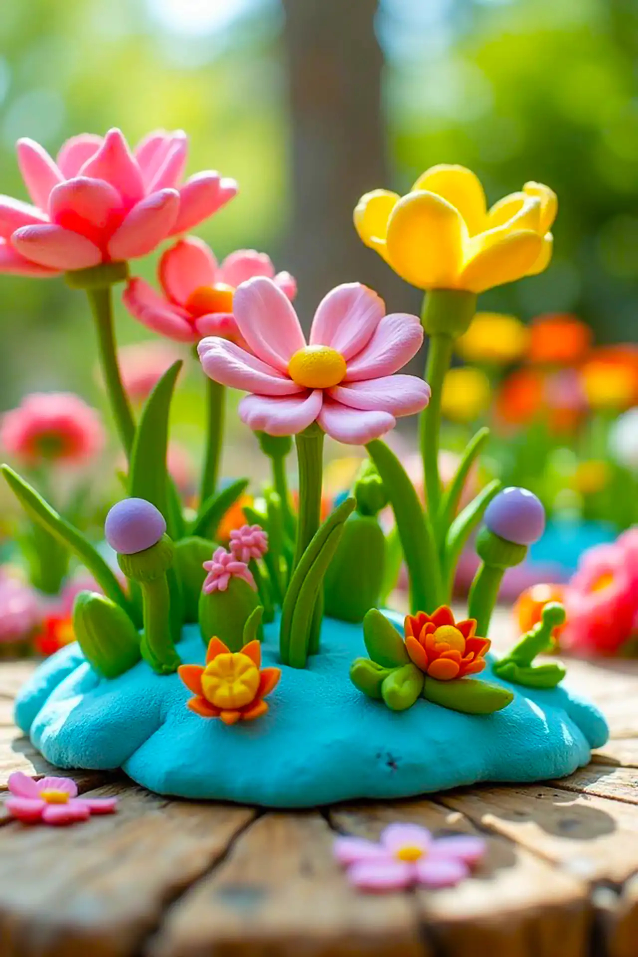 گلدان گل خمیری