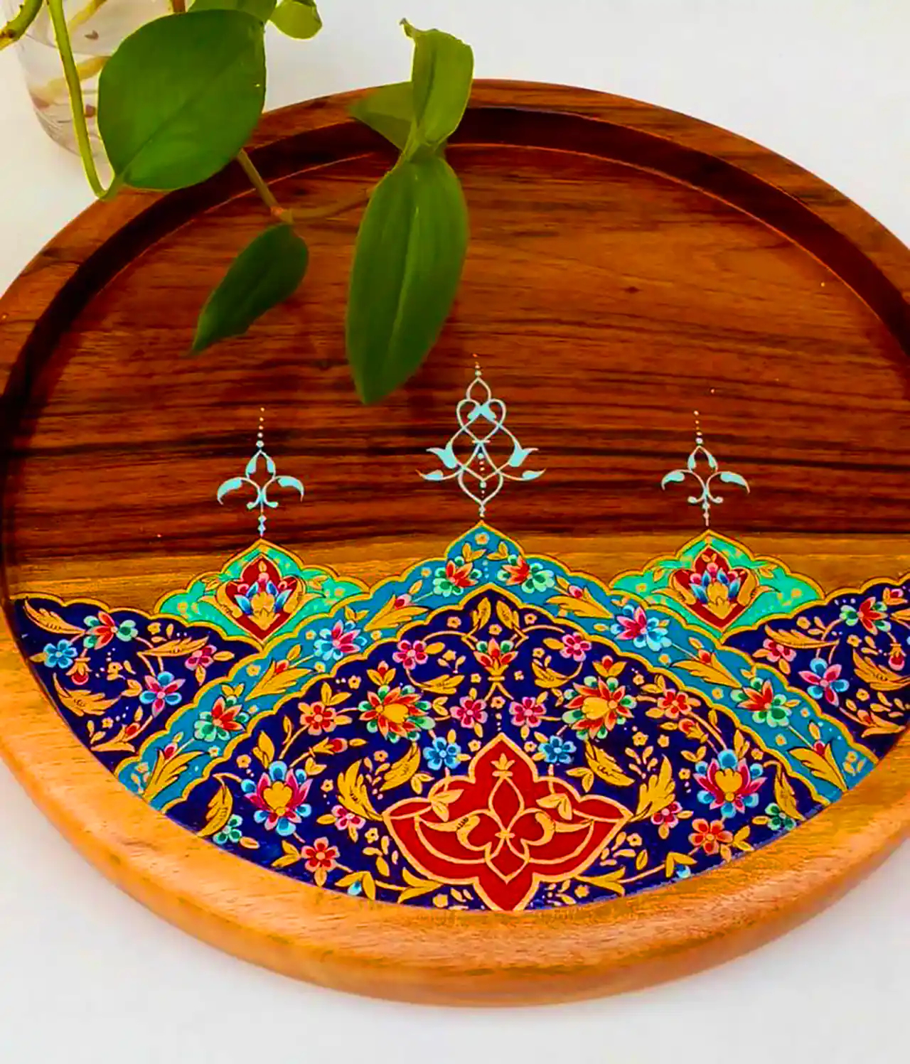 سینی چوبی با طرح اسلیمی 