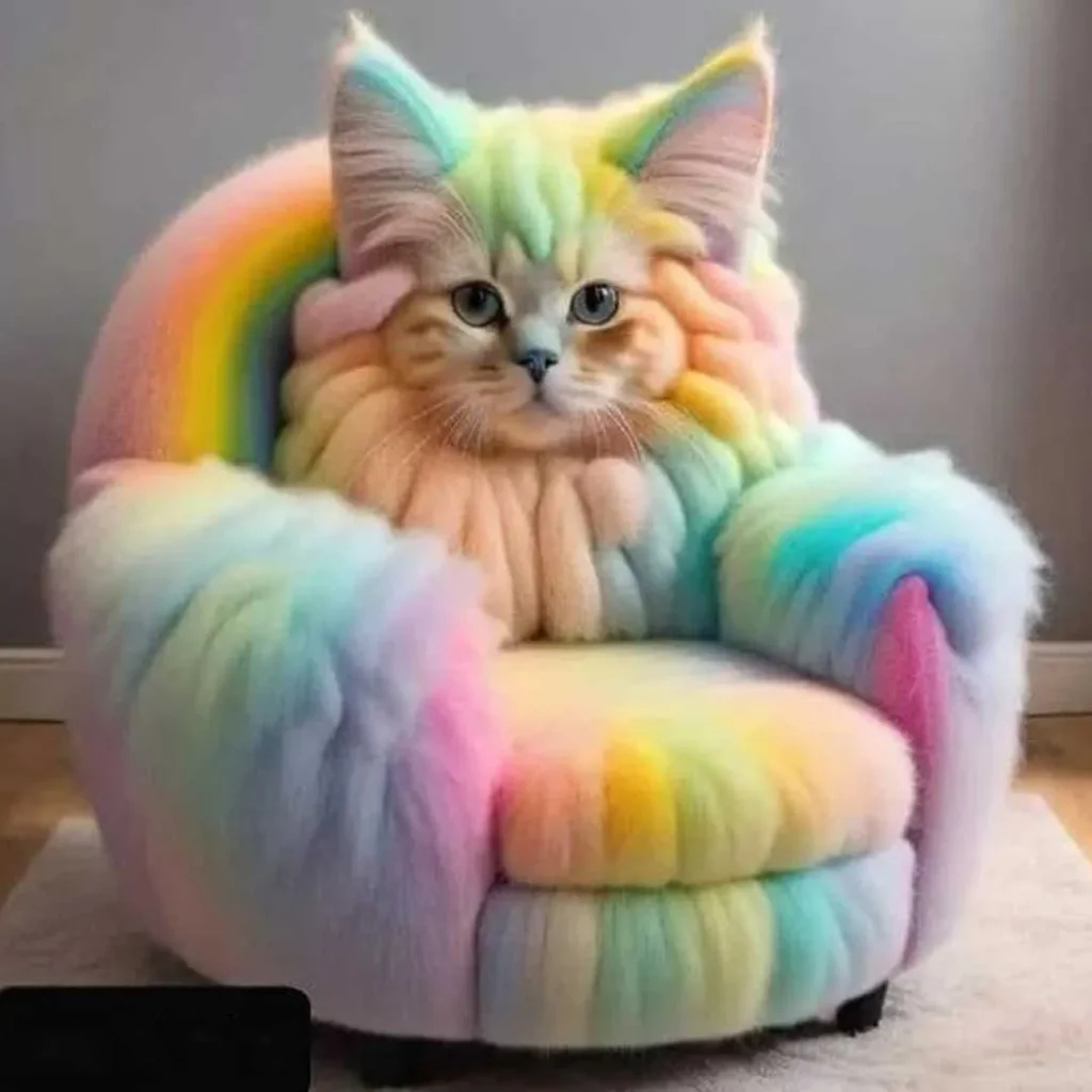 مبل تکی طرح گربه رنگارنگ