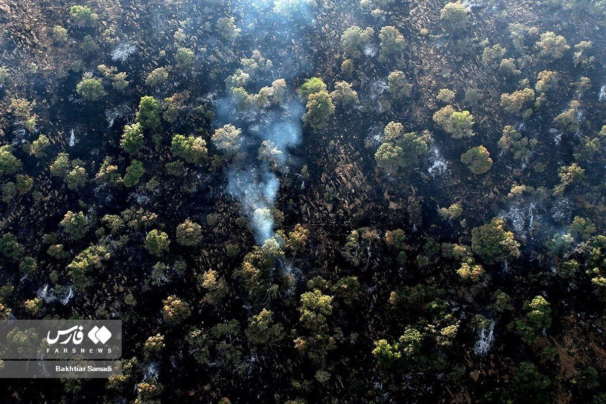تصاویر هوایی آتش سوزی جنگل‌های مریوان