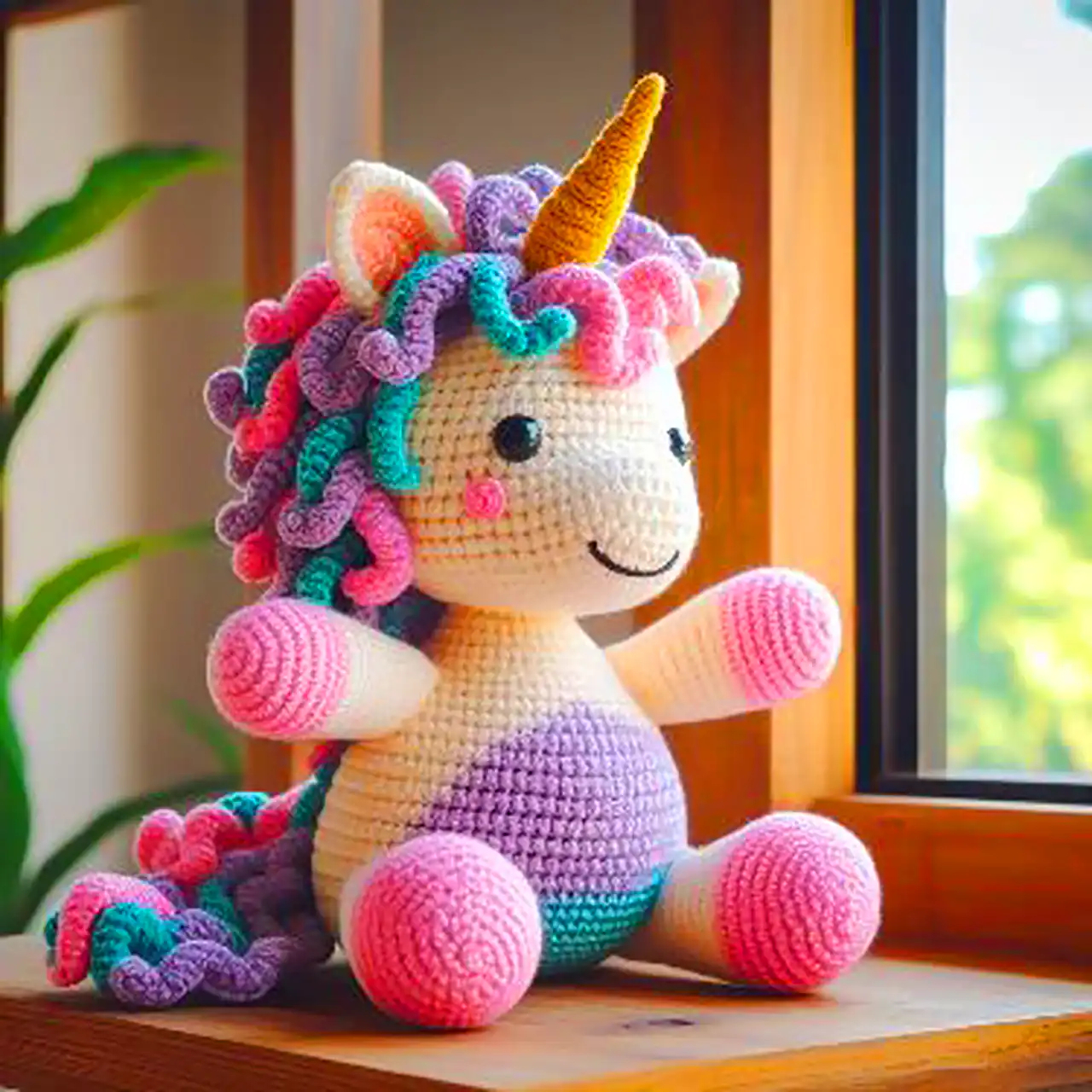 عروسک یونیکورن قلاب بافی 