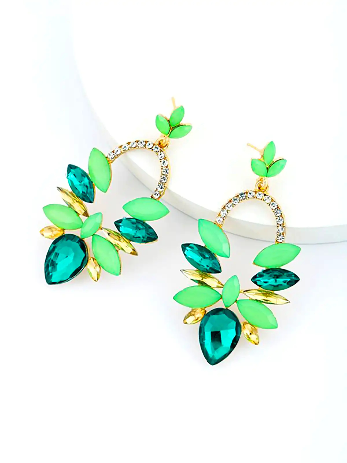گوشواره بزرگ گل زمردی