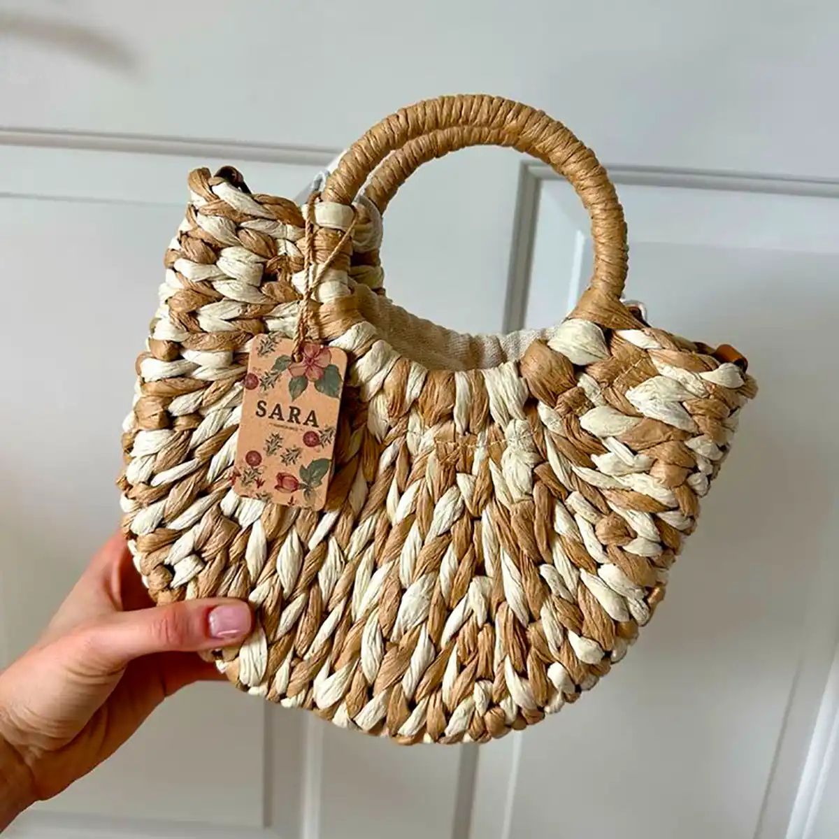 کیف ساحلی حصیری گل برجسته