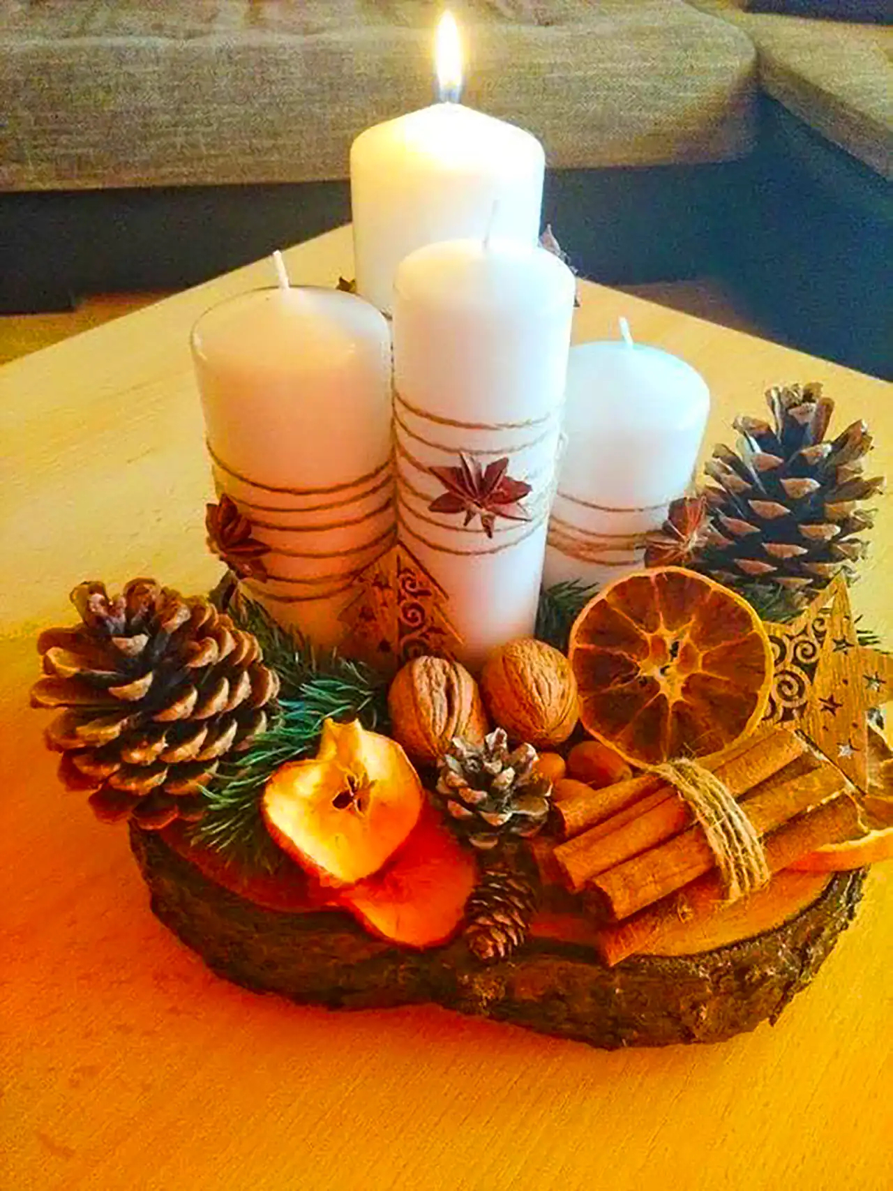 دیزاین شمع با چوب دارچین