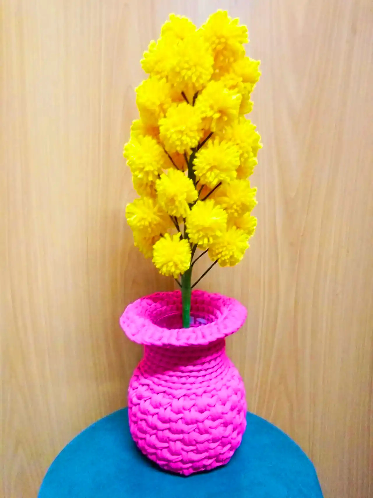 گل بافتنی دکوری رومیزی