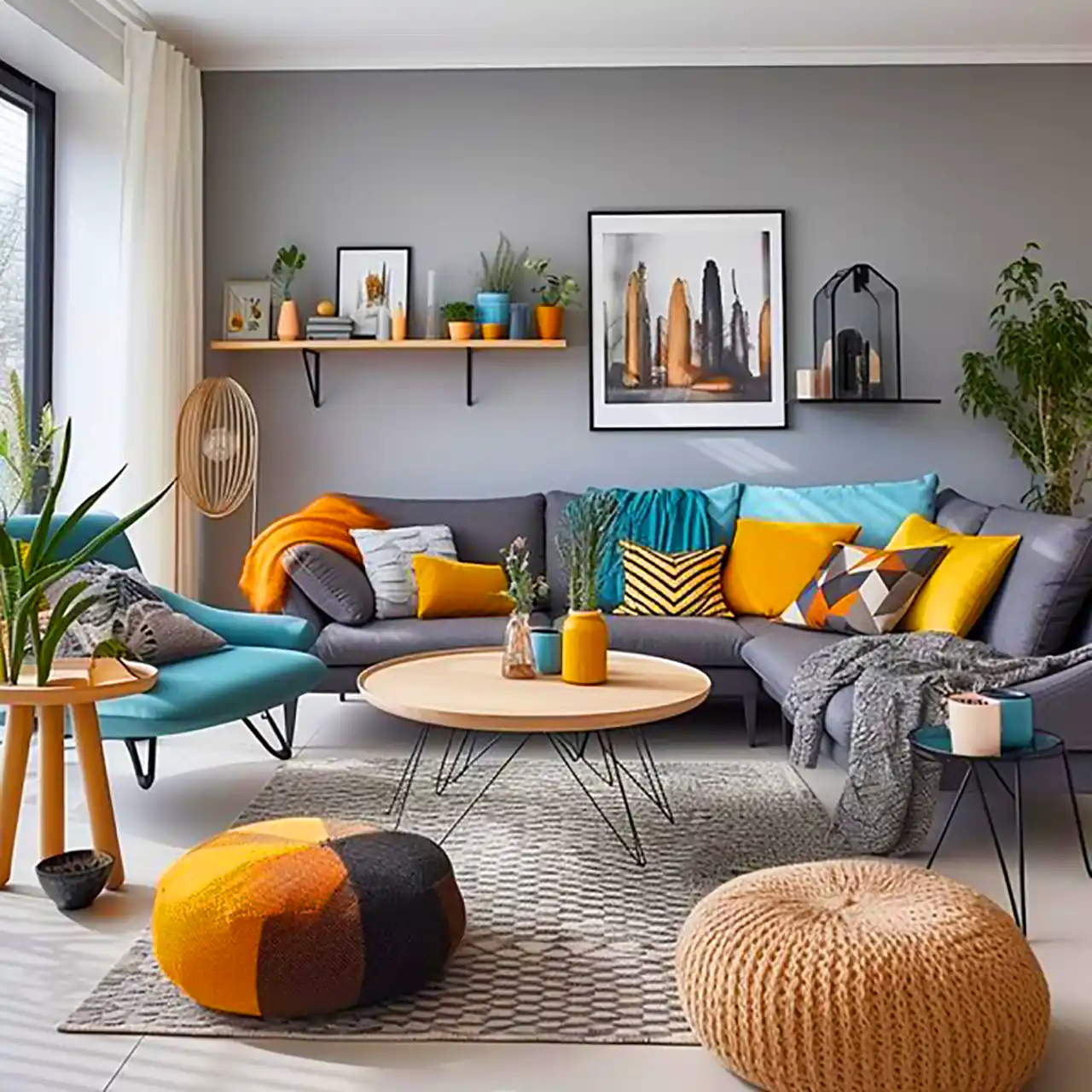 دکور خونه با مبل طوسی