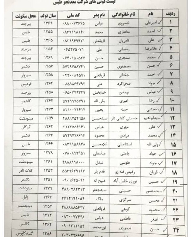 اسامی برخی مصدومان