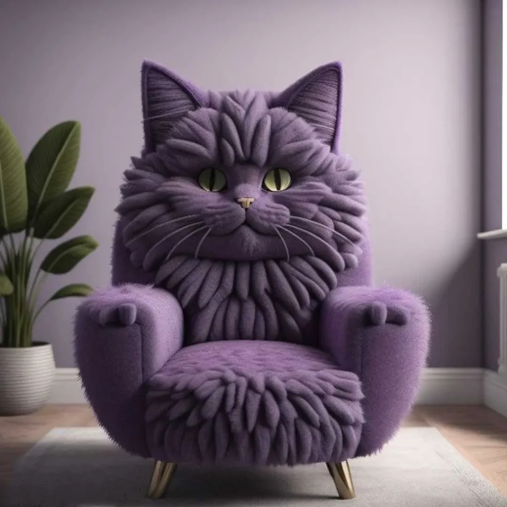 مبل تکی طرح گربه بنفش