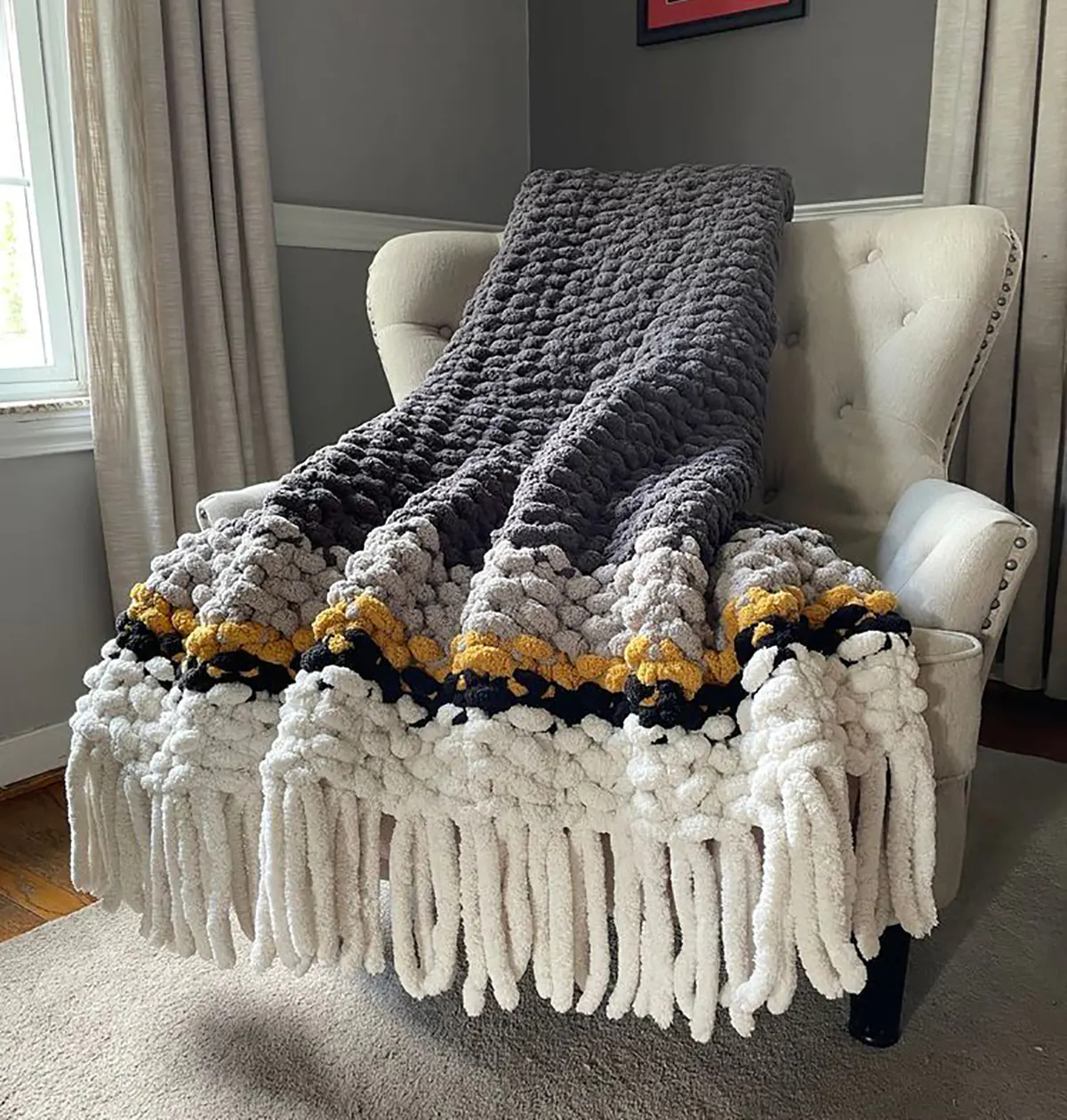 بافت پتو با قلاب 