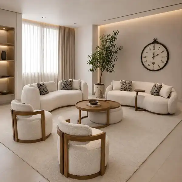 دیزاین و چیدمان مبل برای پذیرایی بزرگ