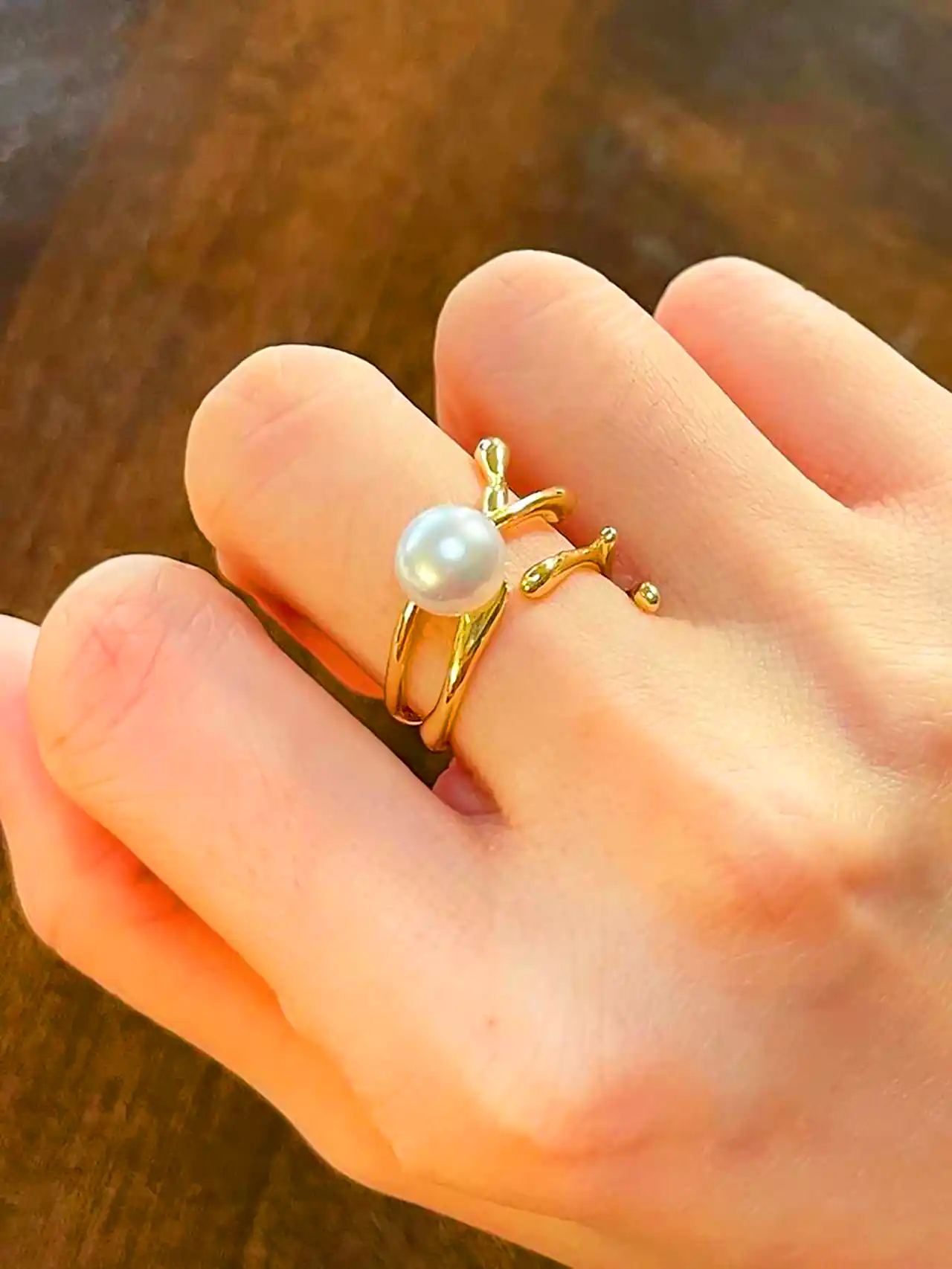 انگشتر دخترانه با دانه مروارید