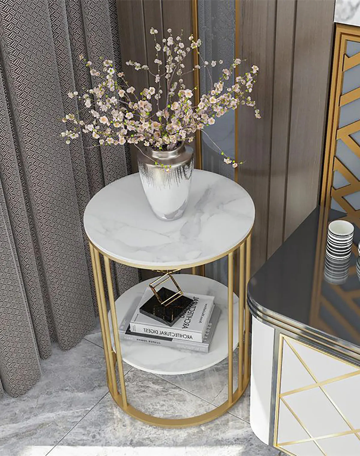 میز جلو مبلی سنگ و چوب