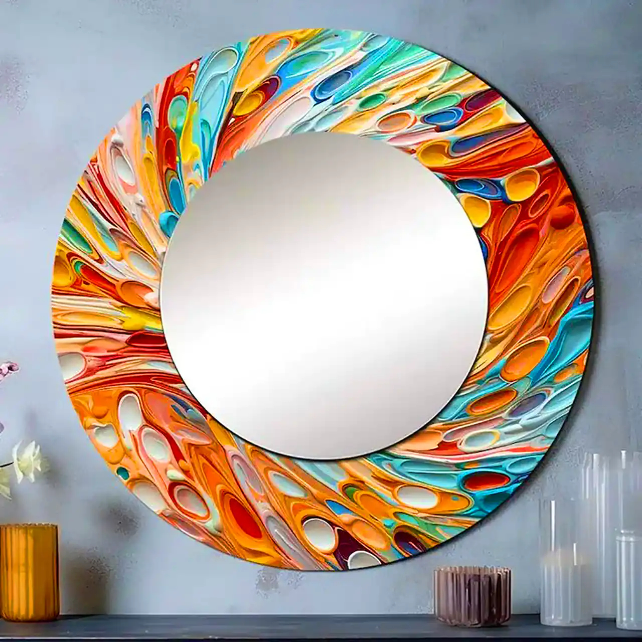 مدل آینه گرد دکوری