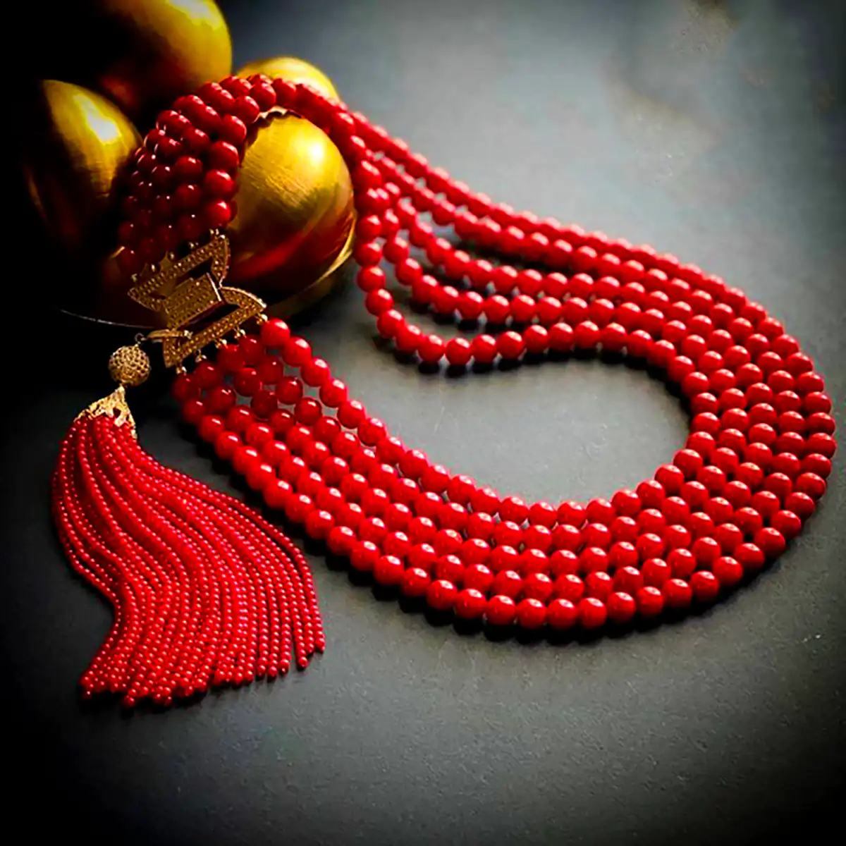 گردنبند مهره ای قرمز شیک