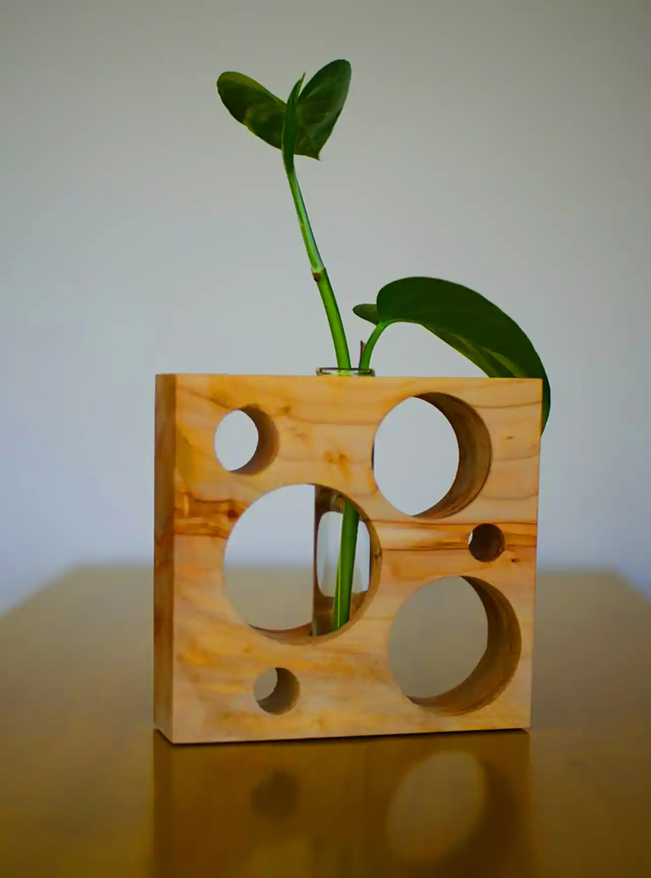 گلدان چوبی دکوری رومیزی