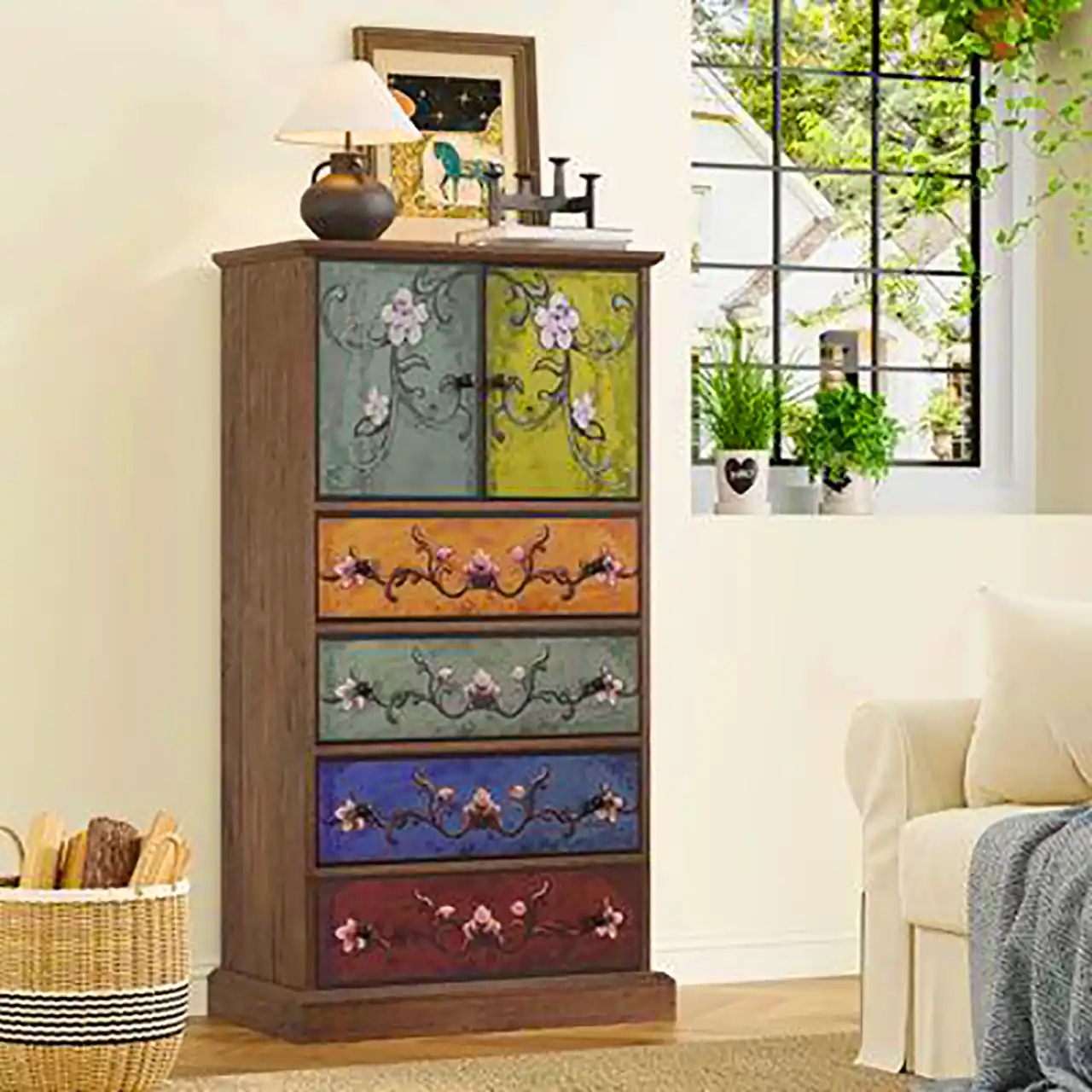 کمد چوبی با طرح چهل تکه