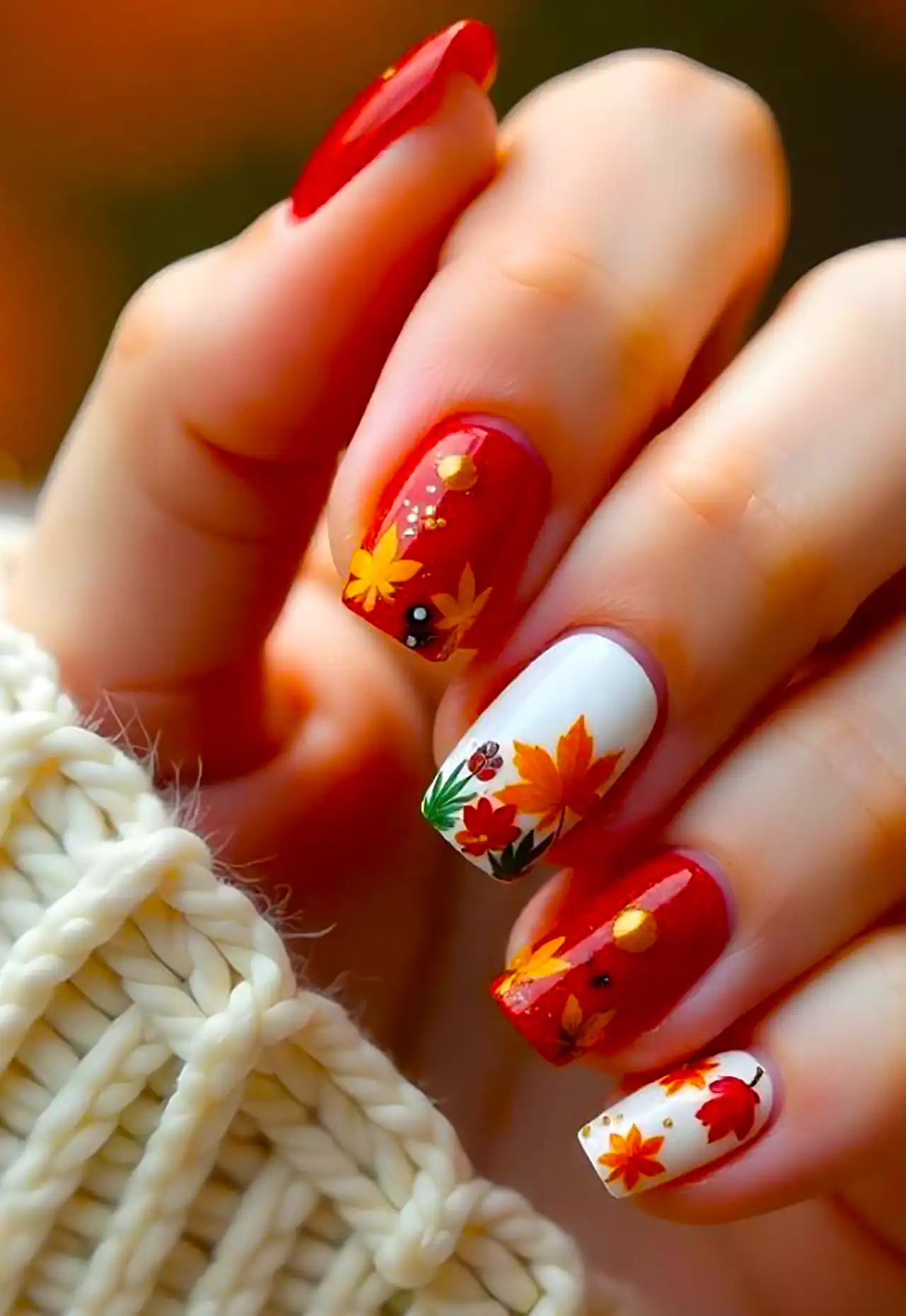 طراحی پاییزی برای ناخن